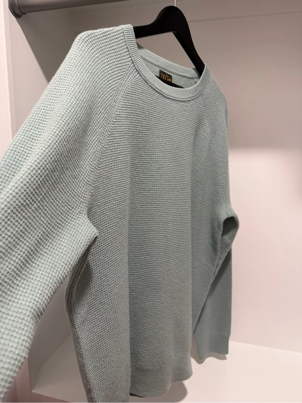 NEW J. Crew 100% Cashmere Waffle Knit pullover sweater Large CB577 Light Celadon